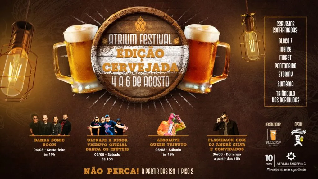 Atrium Shopping comemora Dia dos Pais com Atrium Festival - Edição Cervejada. Imagem: Divulgação