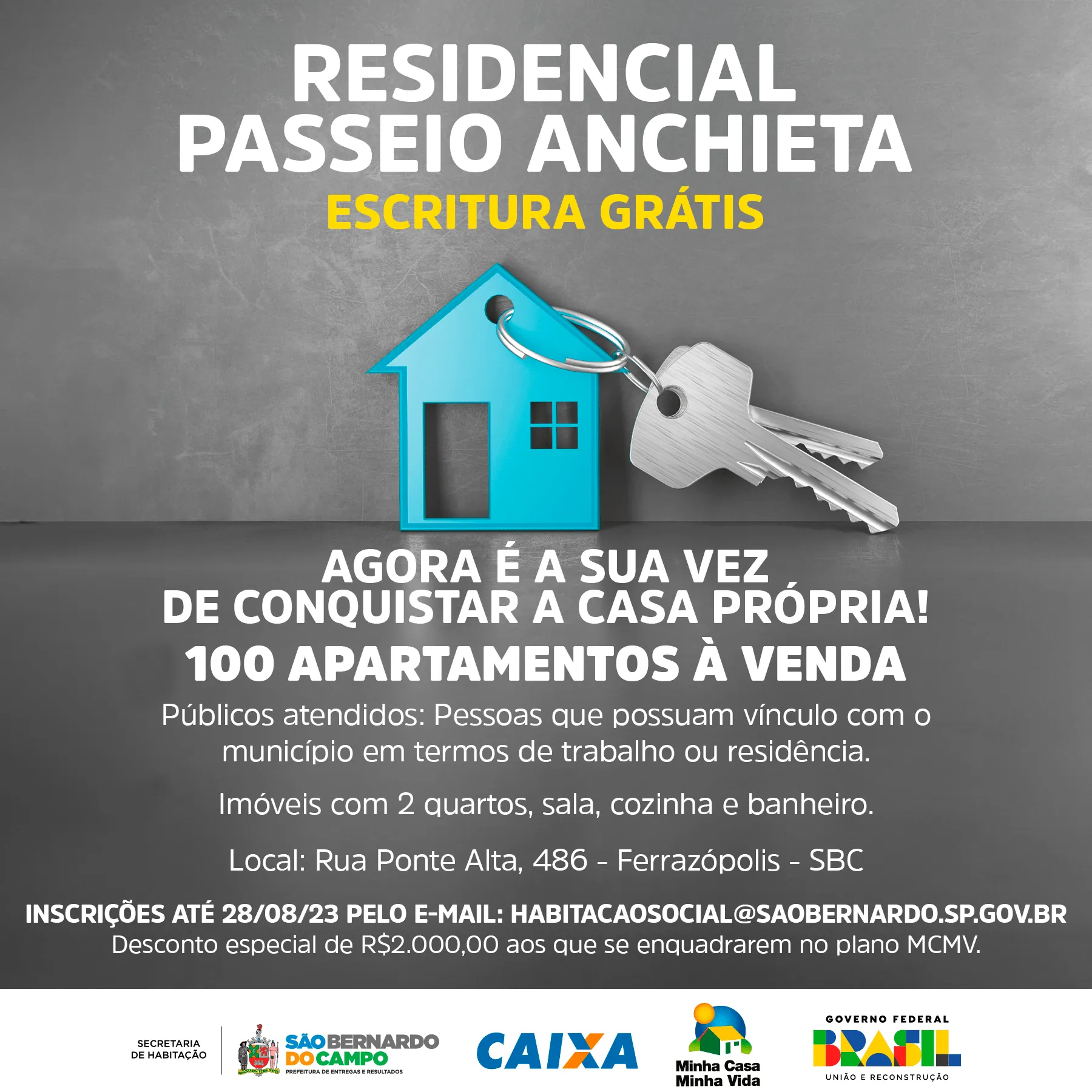 Inscrições para apartamentos populares em São Bernardo