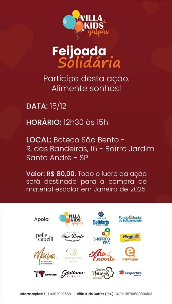 Feijoada Solidária no Boteco São Bento